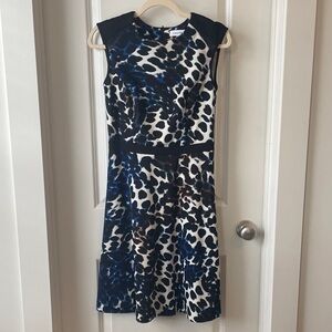 Calvin Klein Blue and Black Patterned Mini Dress